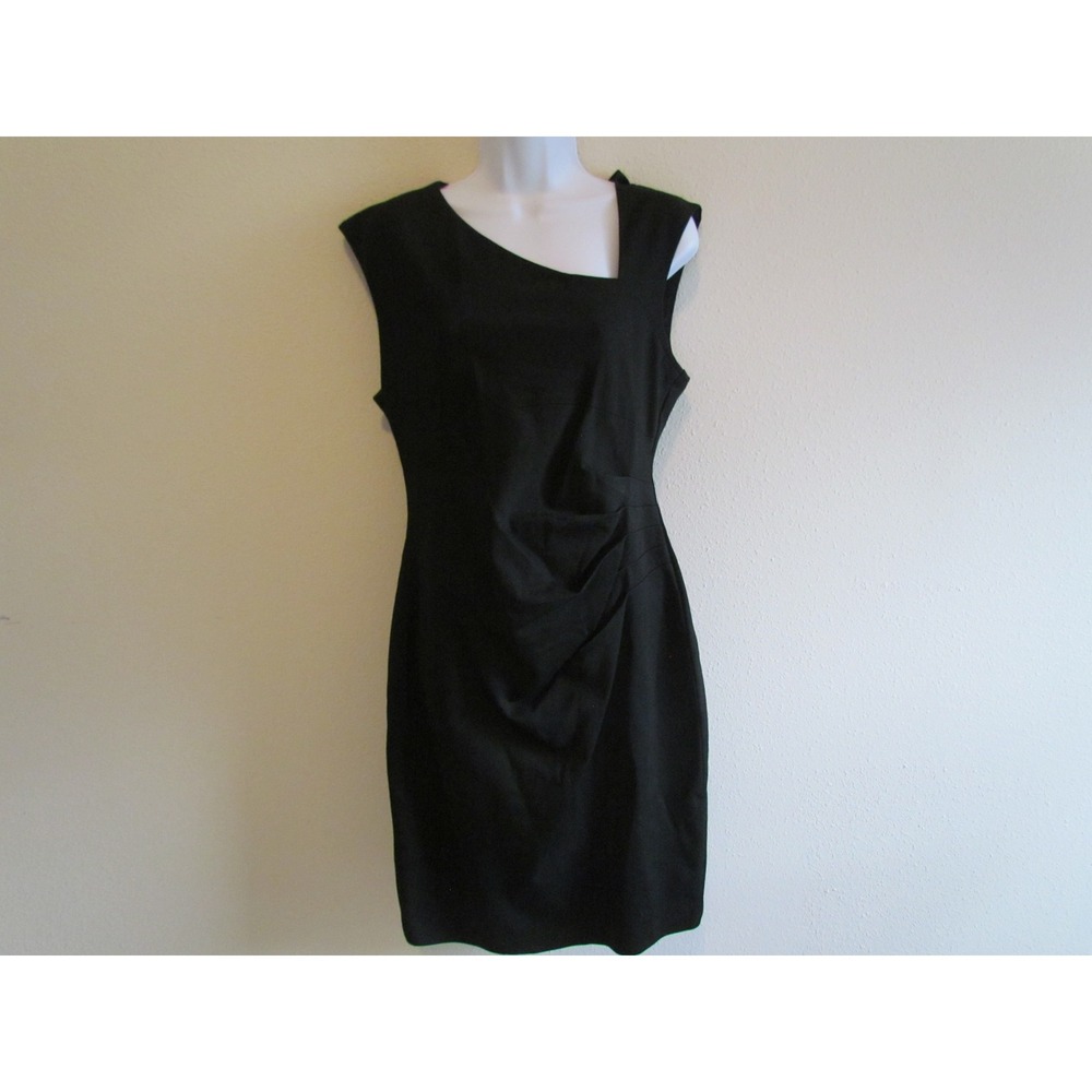 Vintage Cache Sheath Dress M Black Asymmetrical Ruched Cocktail‎ Dress Y2K LBD